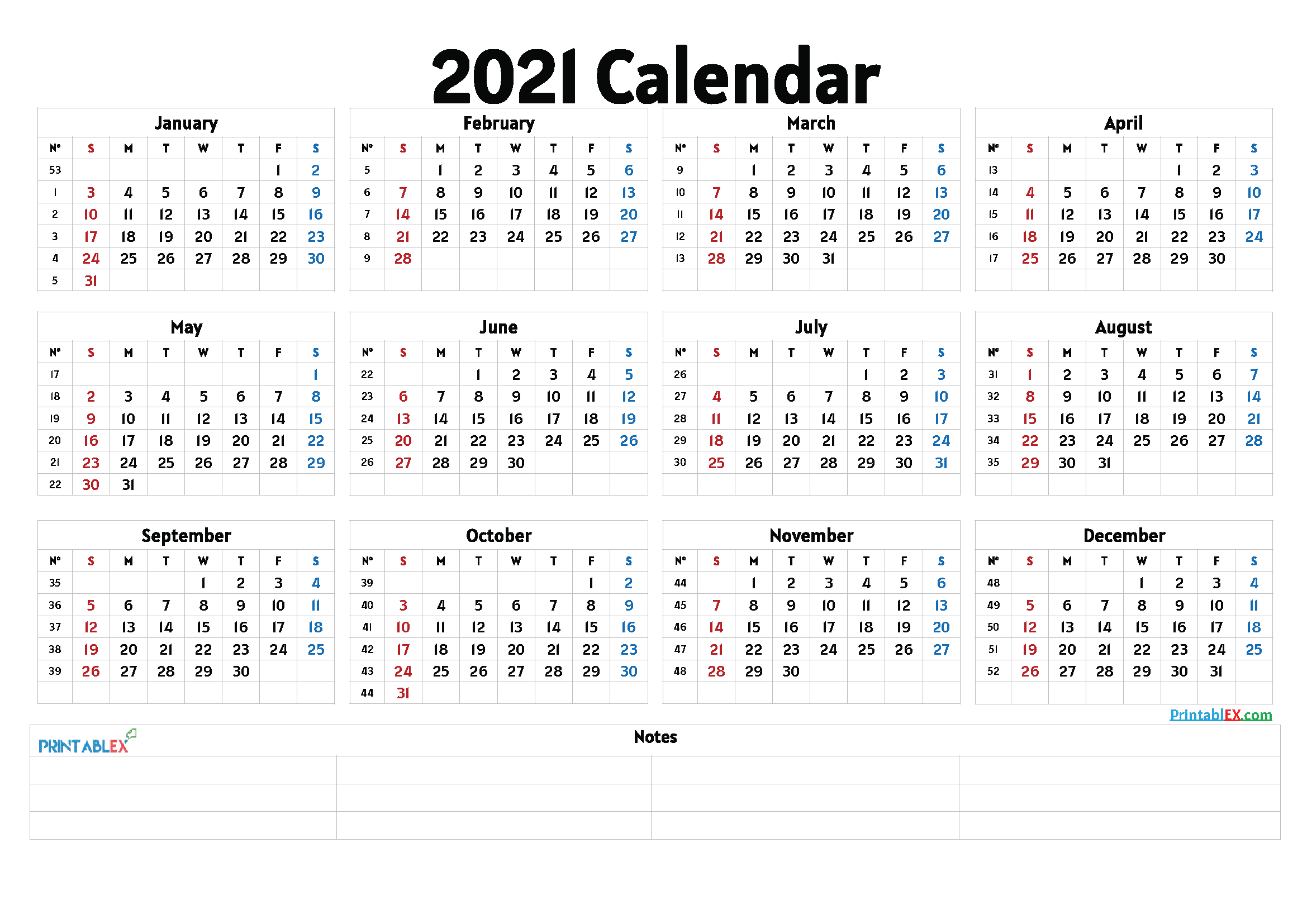 Cute 2021 Printable Blank Calendars - Free Printable 2021