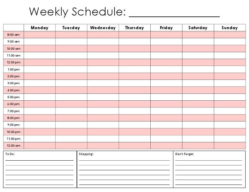 Daily Hour Calendar Template | Daily Schedule Template