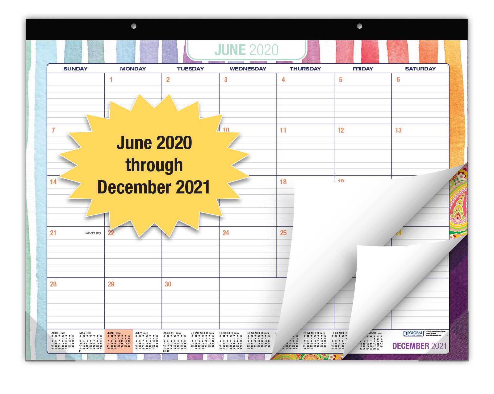 Desk Calendar With Assorted Patterns 2020 - 2021: Large Monthly Pages - 22&quot;X17&quot; 812458036537 | Ebay