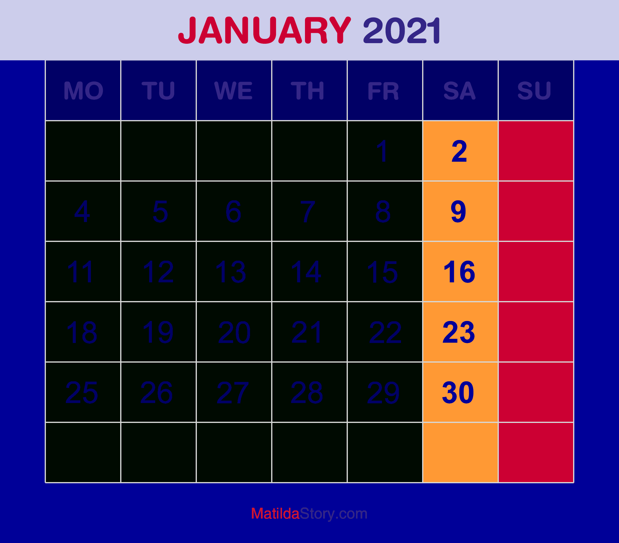 Download Calendar January 2021 : 65+ Printable Calendar January 2021 Holidays Portrait