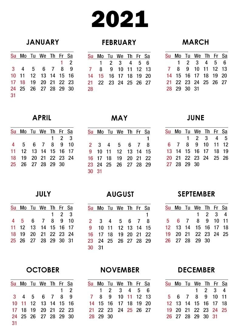 Editable Calendar Template 2021 | Calendar Template Printable