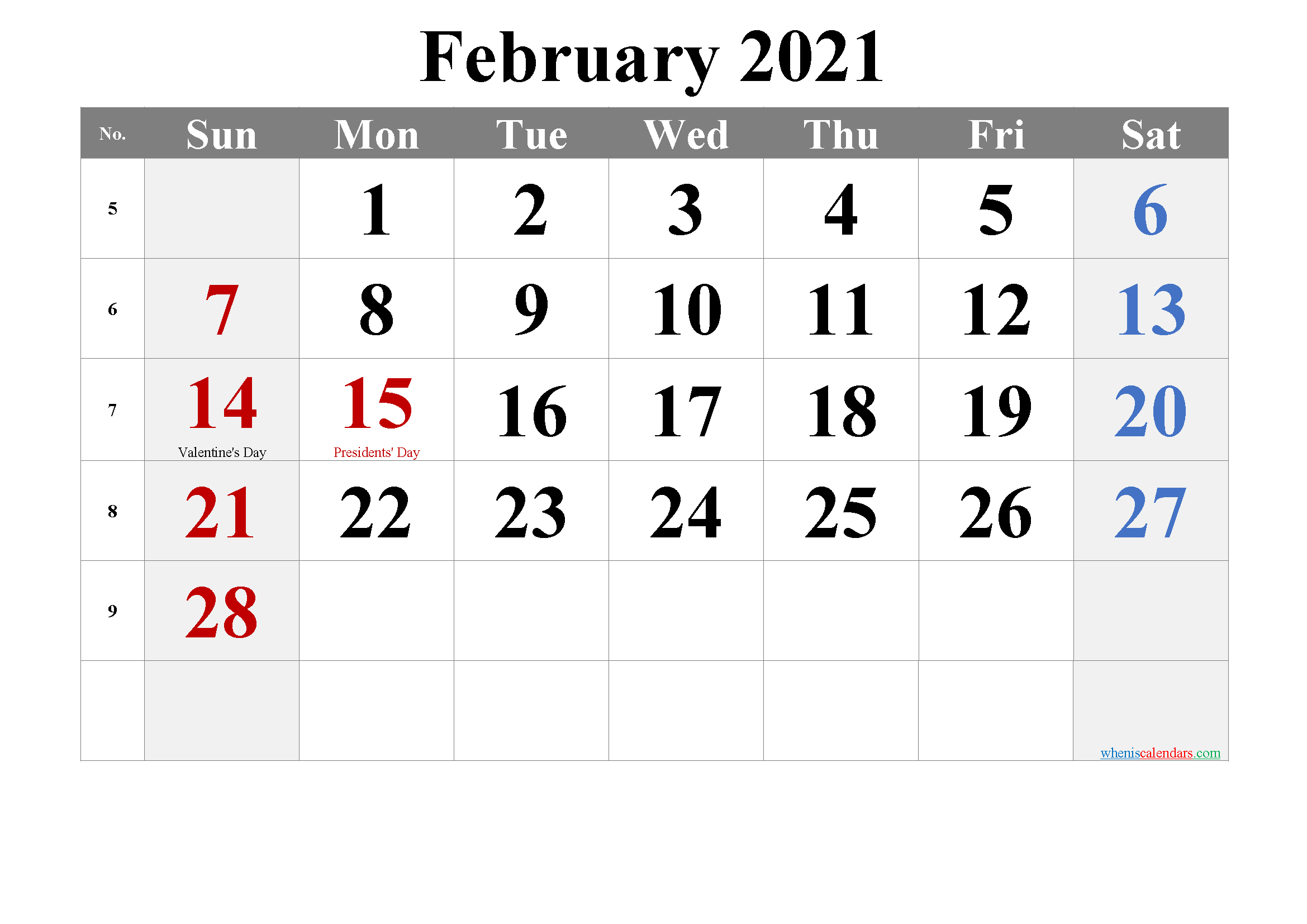 Editable February 2021 Calendar | Calendar Page