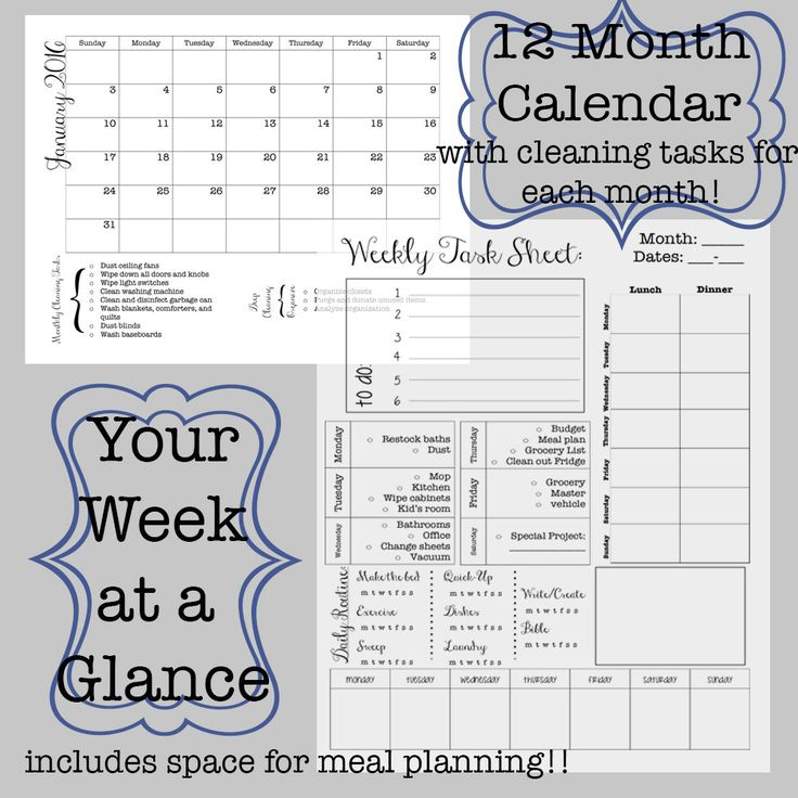 Editable Week At A Glance Printable Planner And Monthly