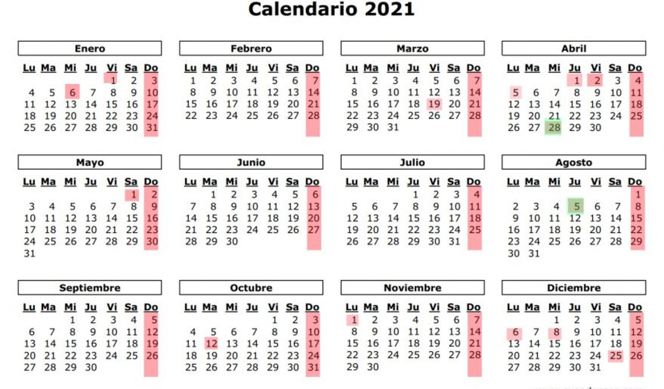 Calendario 2021 Y 2021 | Calendar Printables Free Templates