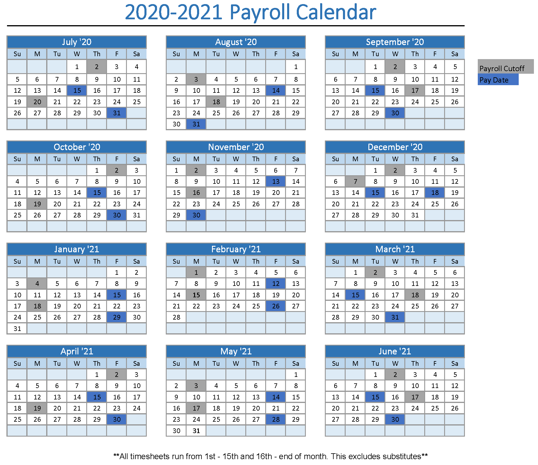 Spreadsheet Payroll Calendar 2021-2021 | Calendar Printables Free Templates