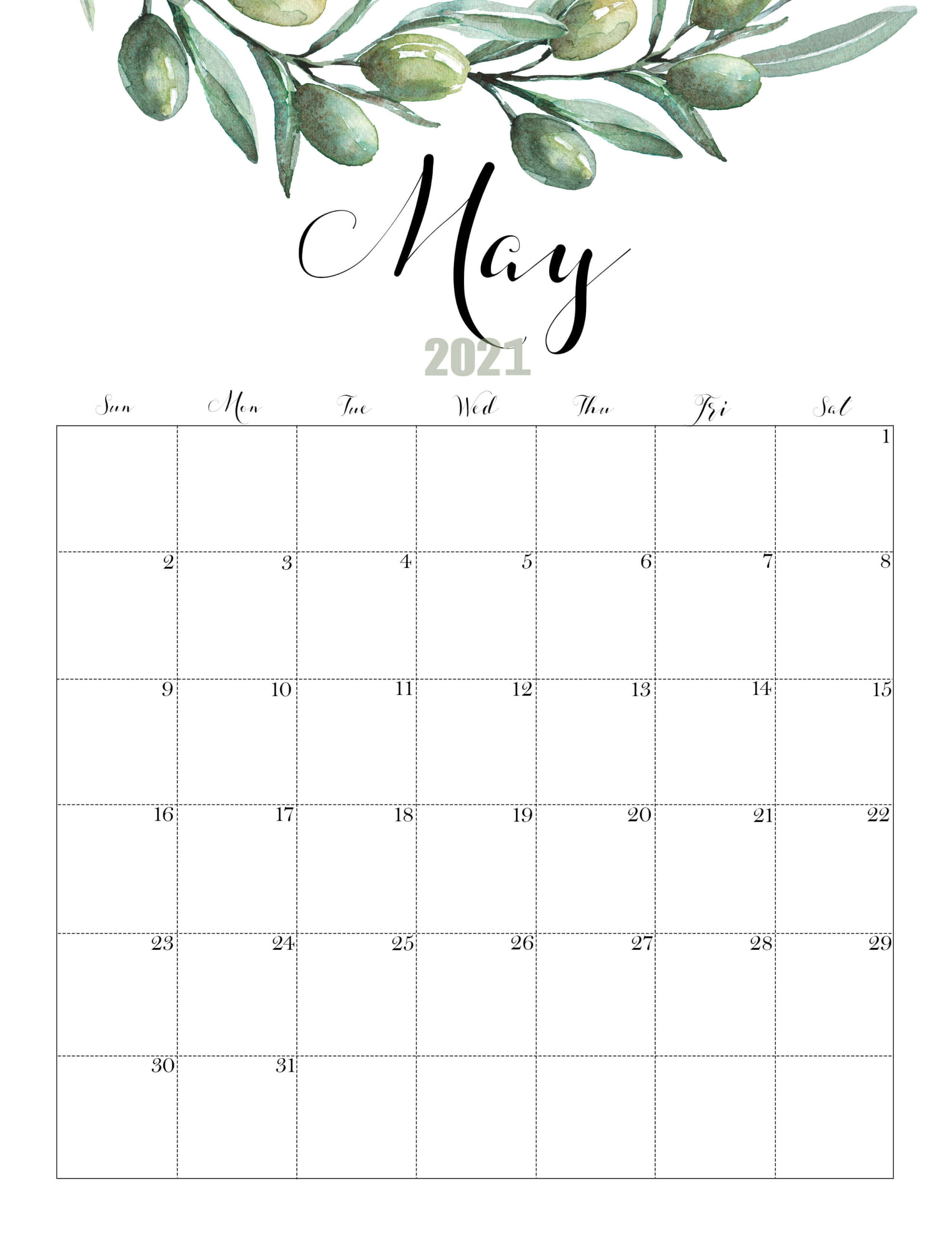 Floral May 2021 Calendar Cute - Latest Calendar Printable