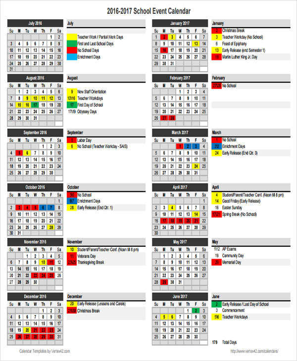 Free 17+ School Calendar Templates In Ms Word | Pdf