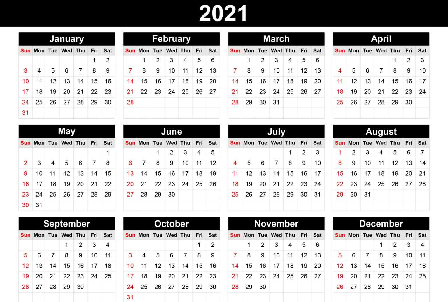 Free Editable 2021 Calendar Printable Template