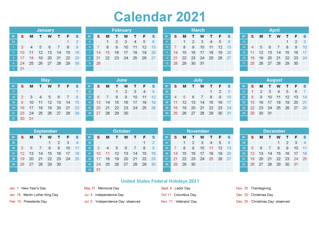 Free Editable 2021 Calendar Printable Template