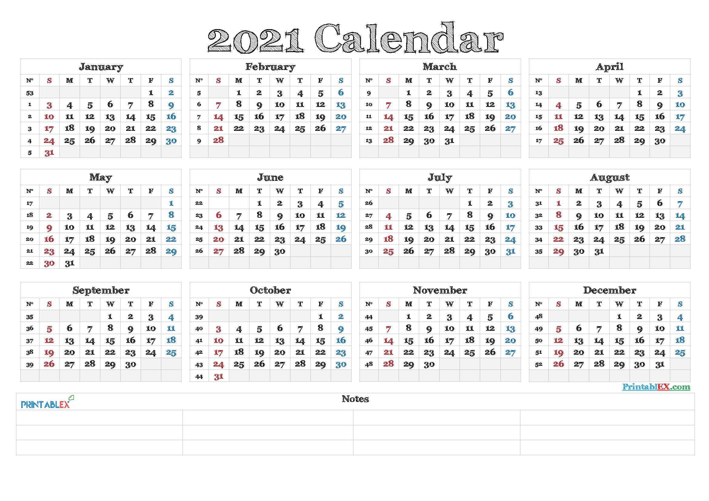 Free Editable Weekly 2021 Calendar  2021 Editable Yearly