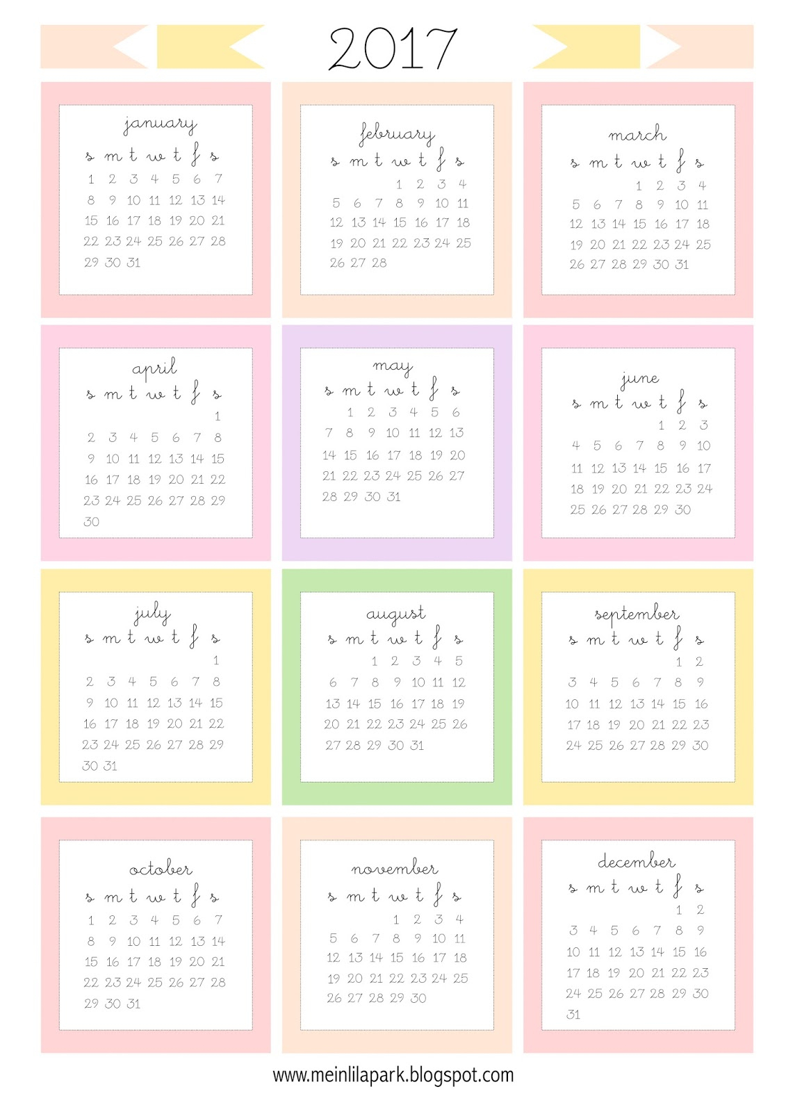 free printable mini calendar