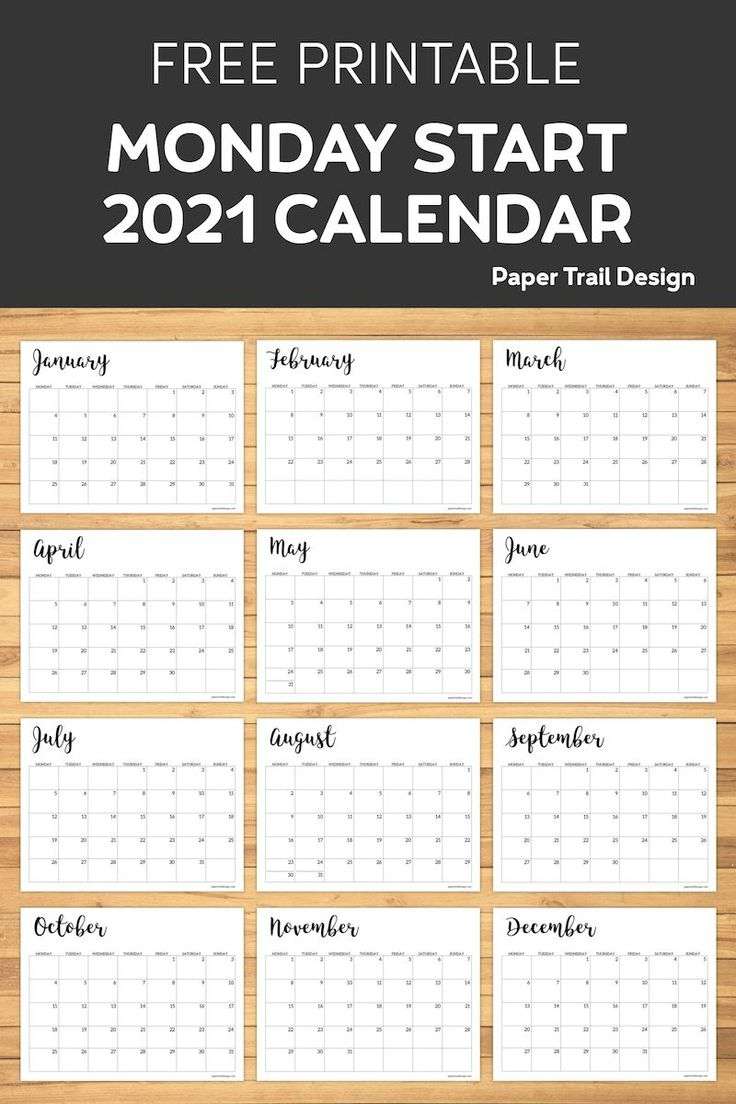 Free Printable 2021 Calendar - Monday Start | Paper Trail Design In 2020 | School Calendar