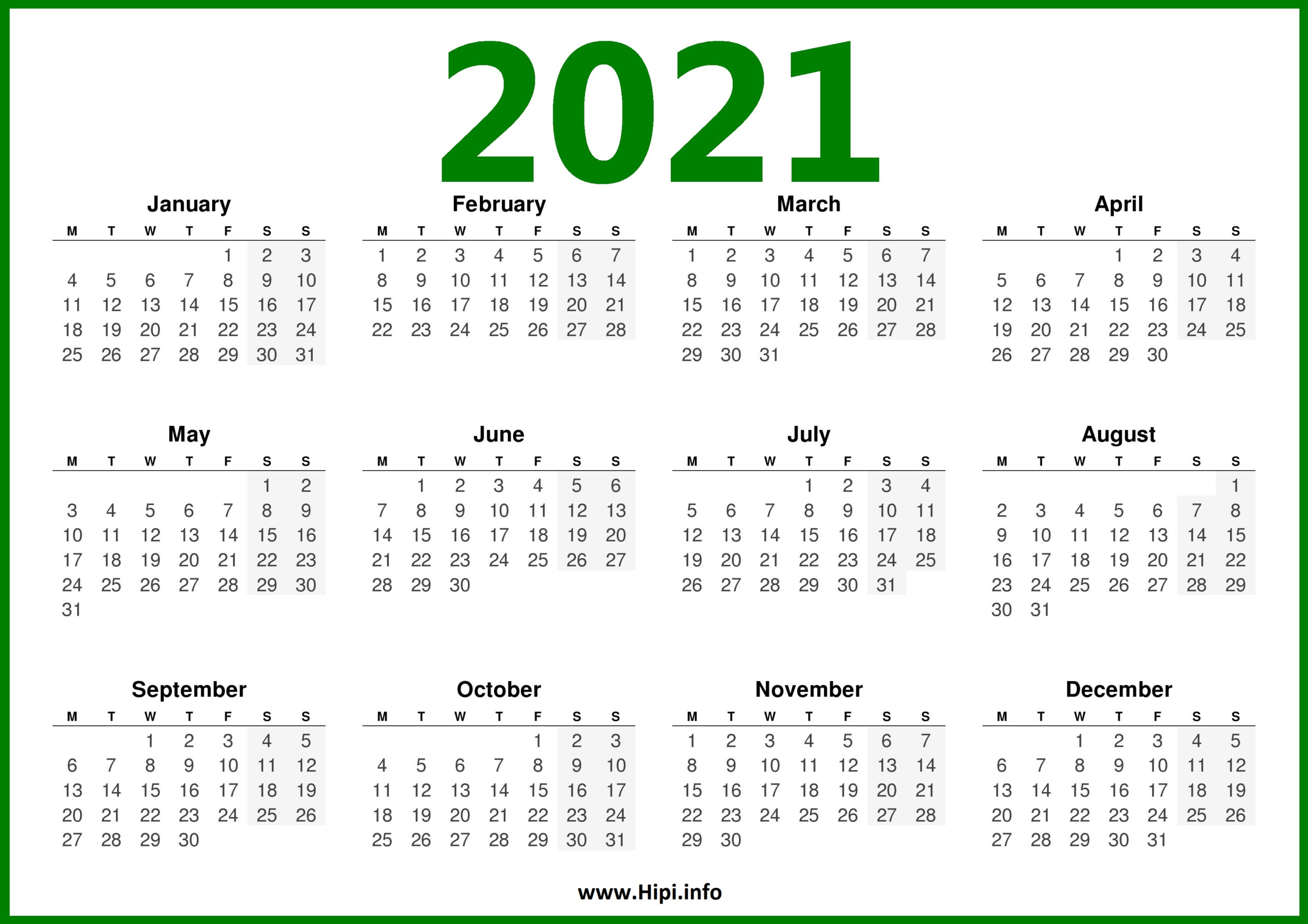 Free Printable 2021 Calendar Starting Monday | 2021 Printable Calendars