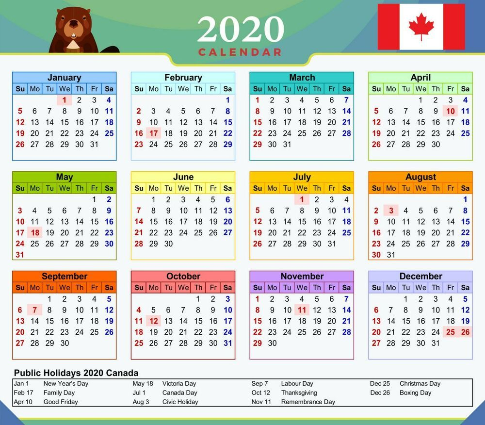 Free Printable 2021 Calendar With Canadian Holidays | 2021