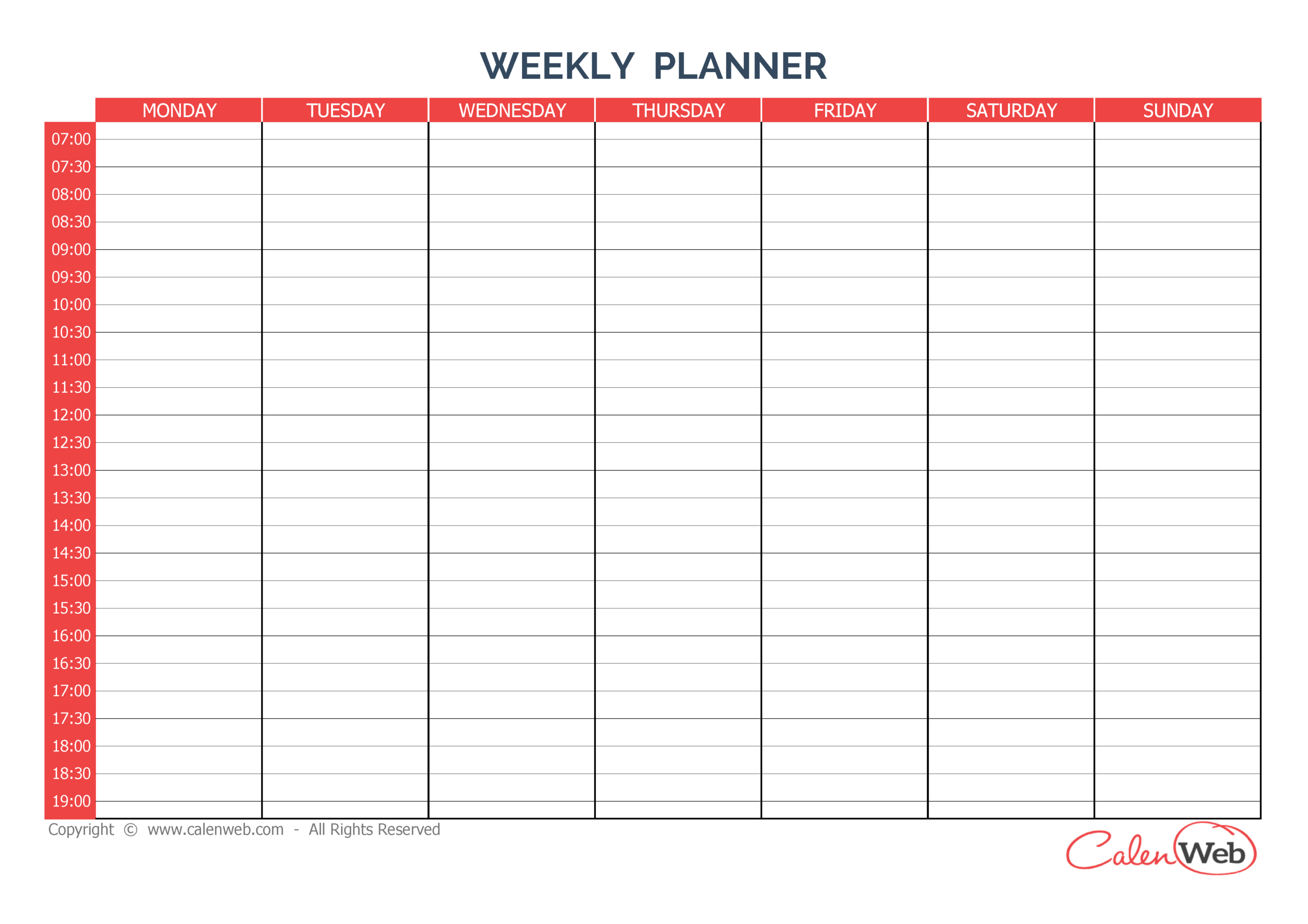 Free Printable 7 Day Weekly Calendar | Calendar Printables