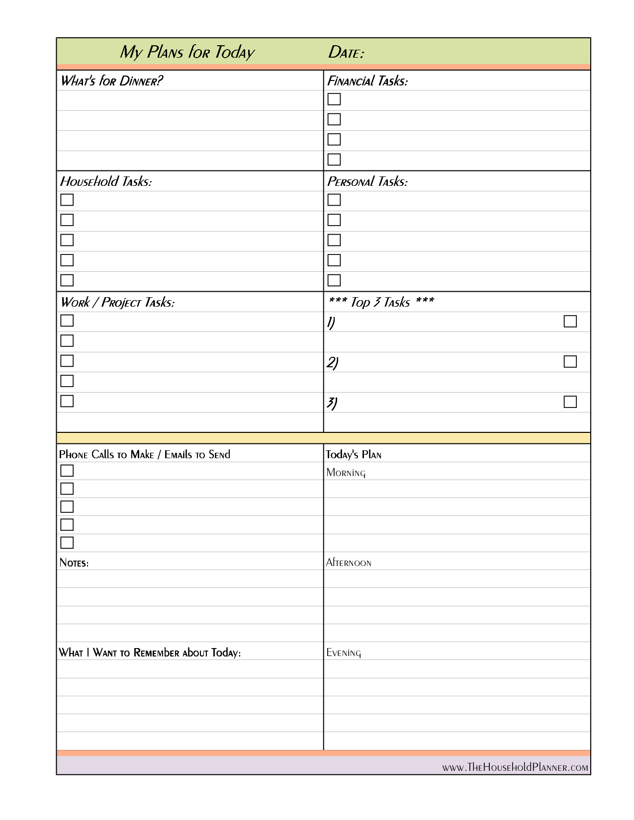 Free Printable Daily Planner Sheet | Daily Planner