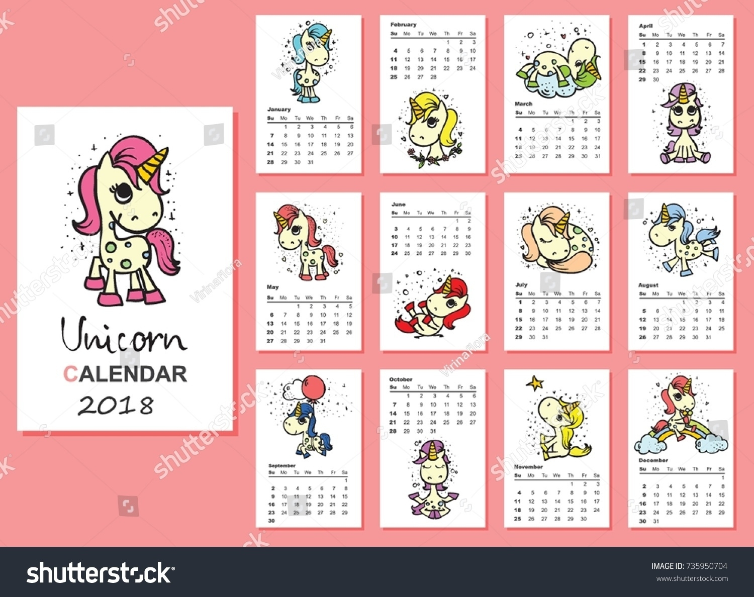 Free Printable Unicorn Calendar | Ten Free Printable