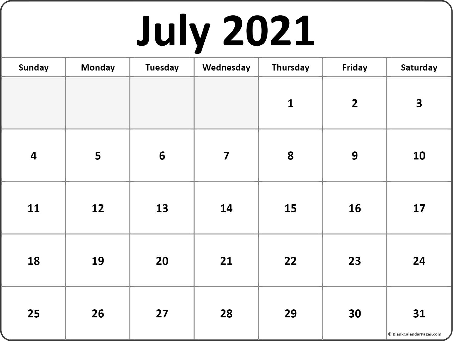 July 2021 Calendar | Free Printable Calendar Templates