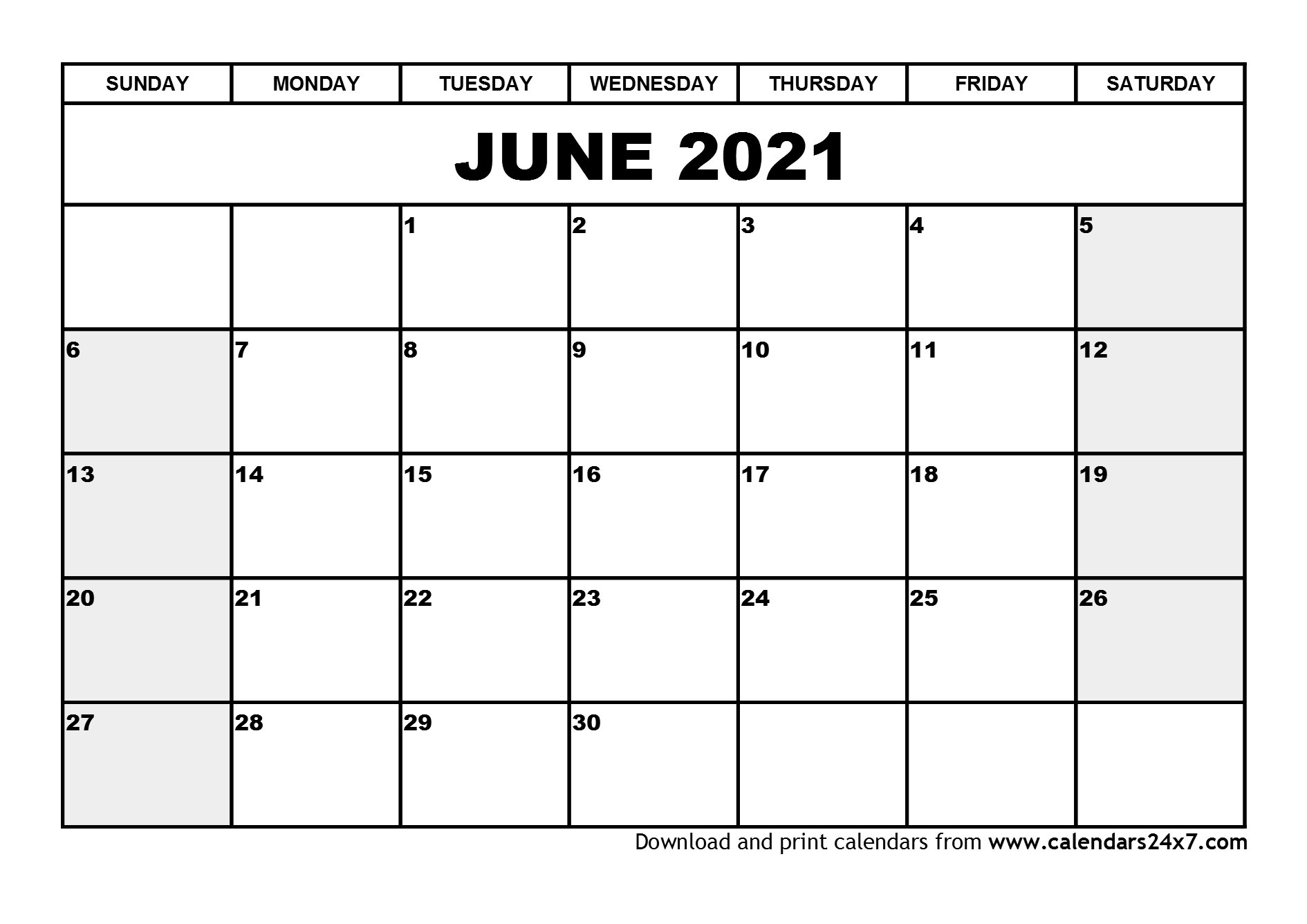 June 2021 Calendar &amp; July 2021 Calendar