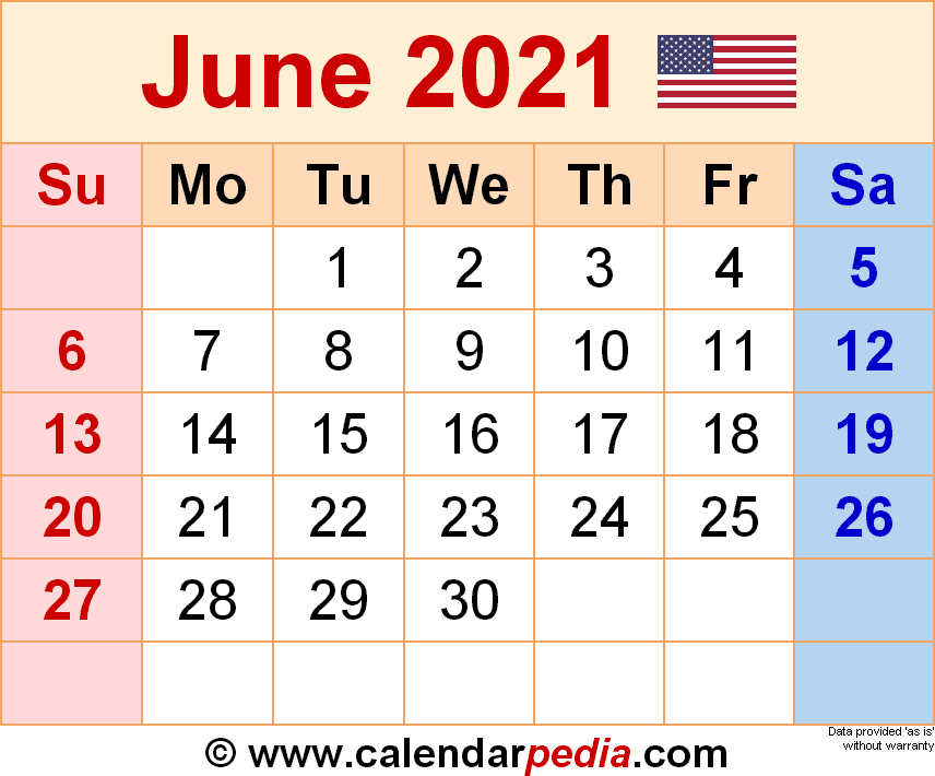 June 2021 Calendar | Templates For Word Excel And Pdf