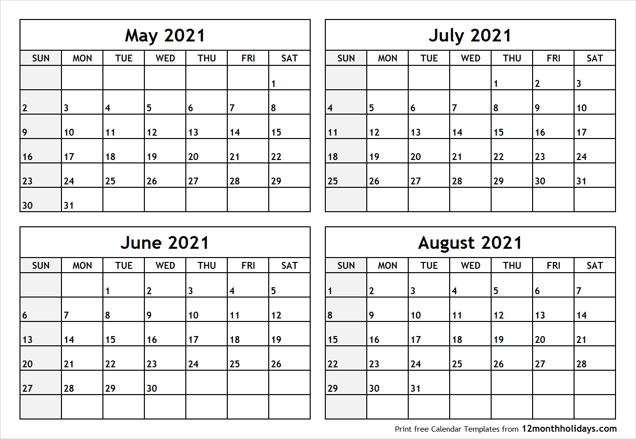 June July August Calendar Template | Example Calendar