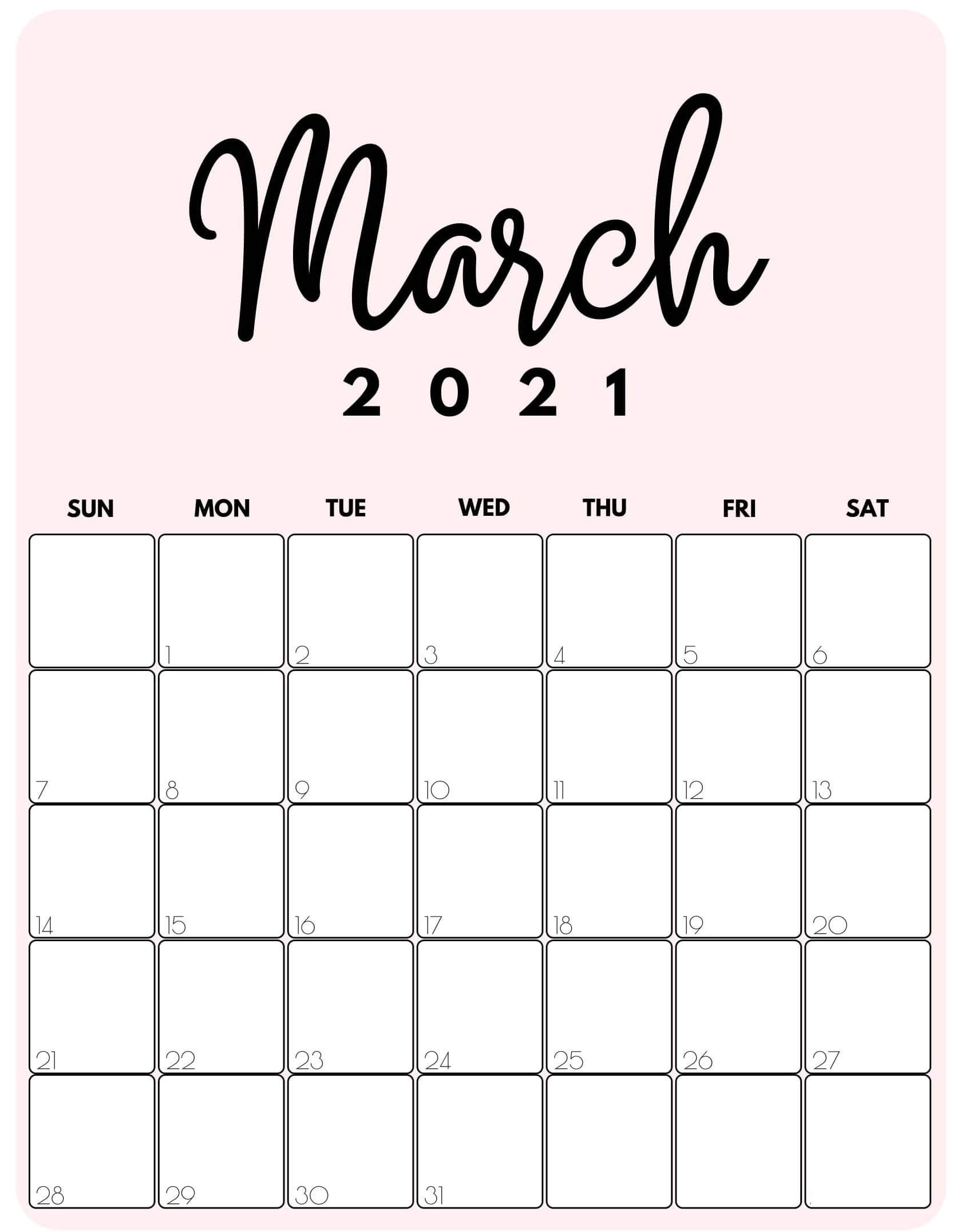 March 2021 Calendar Excel Template Printable - One