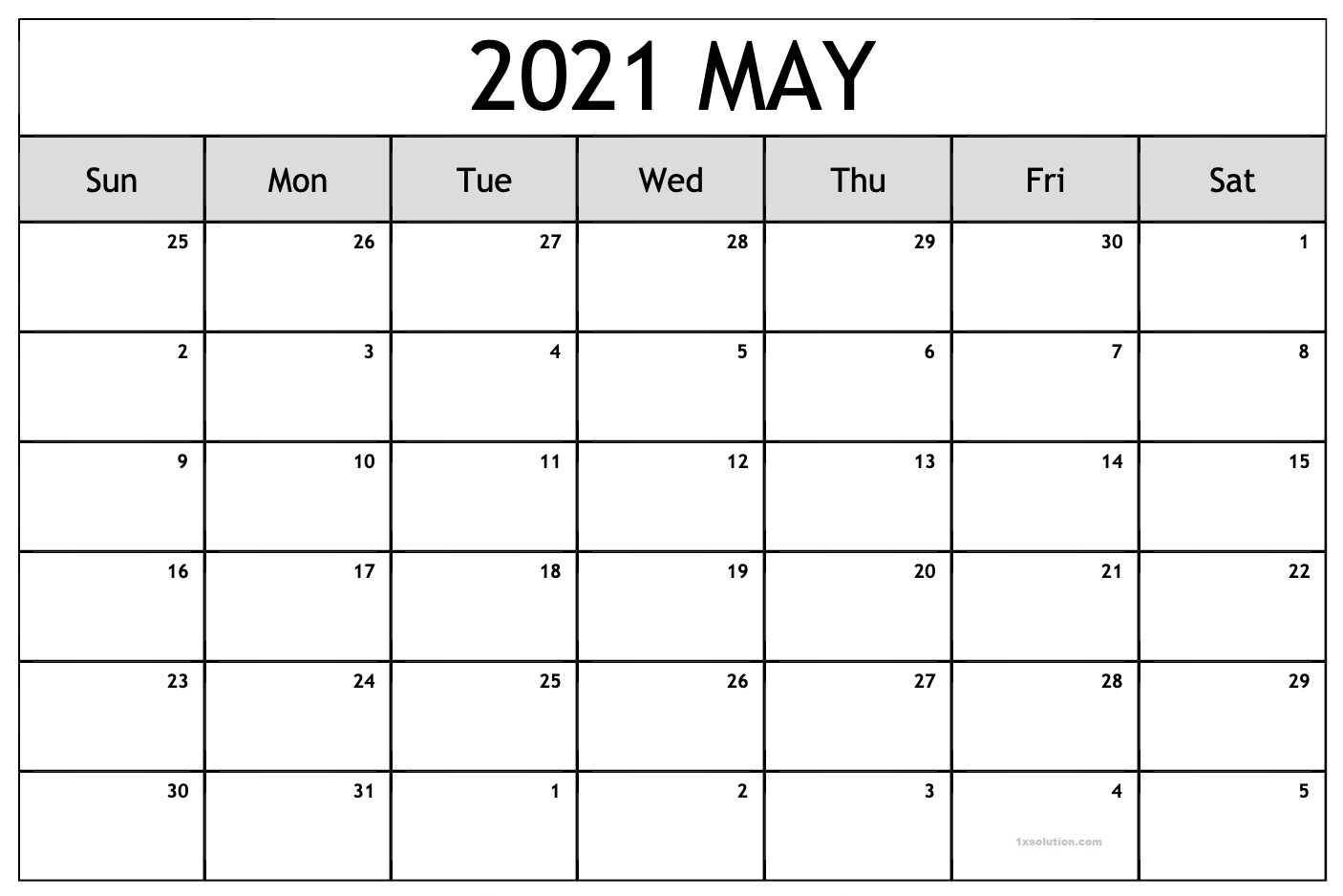 May 2021 Calendar Blank New Design | Calendar