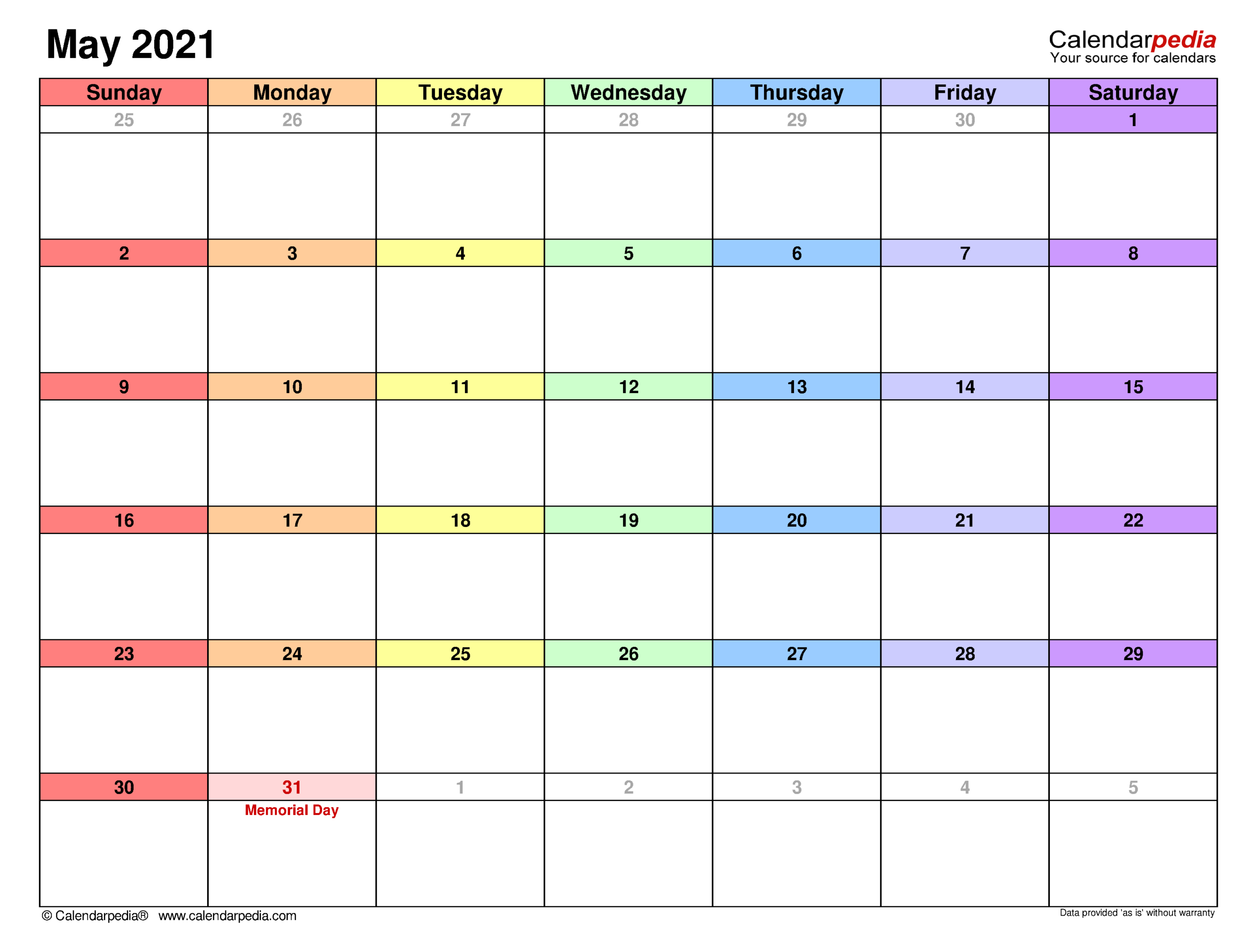 May 2021 Calendar | Templates For Word Excel And Pdf