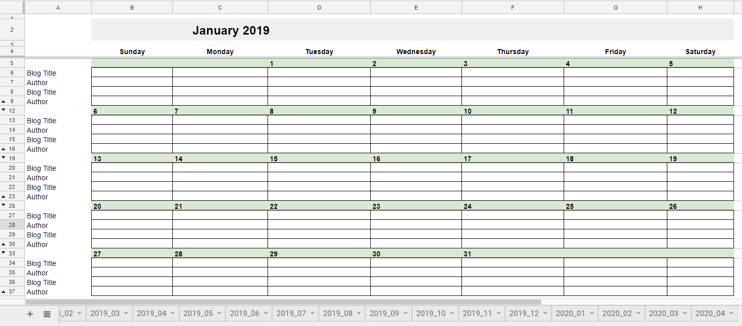 Is There A Calendar Template In Google Sheets 