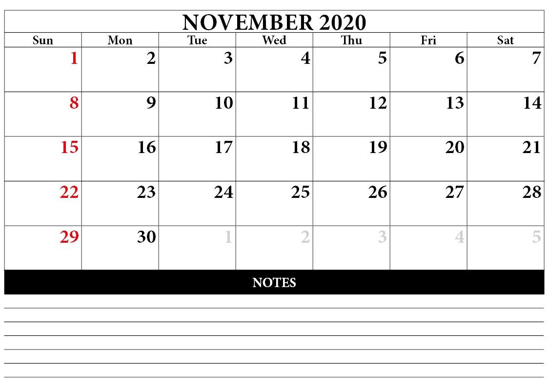 November 2020 Calendar Template In 2020 | 2020 Calendar