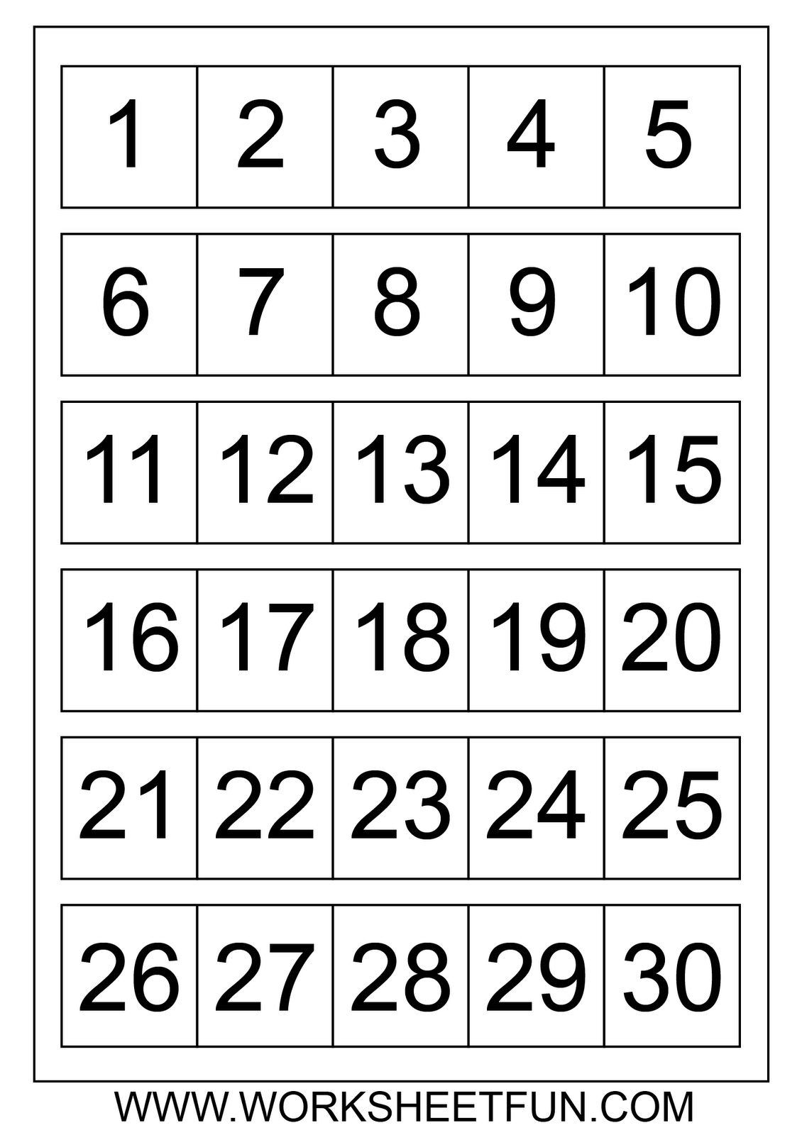 Number 1 To 31 Printable :-Free Calendar Template