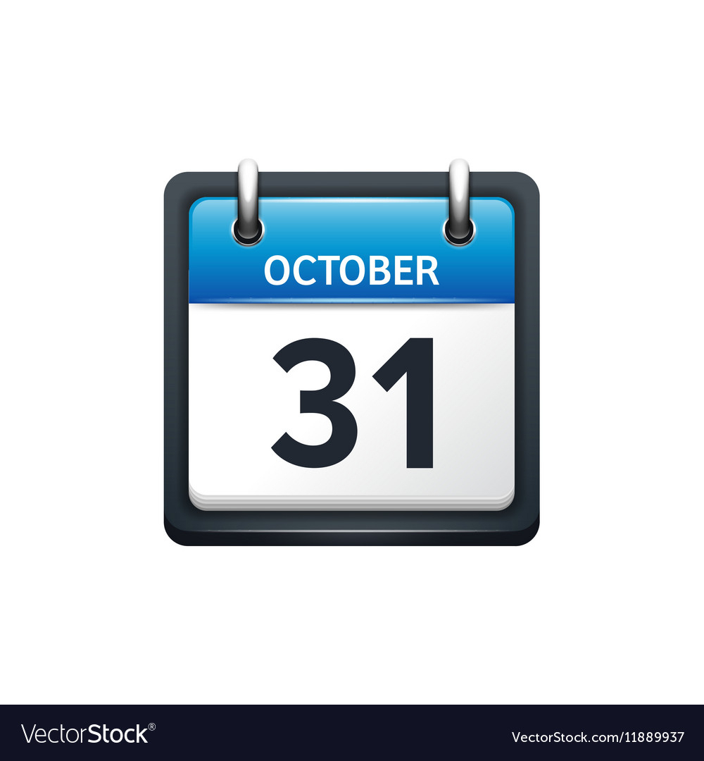 October 31 Calendar Icon Flat Royalty Free Vector Image