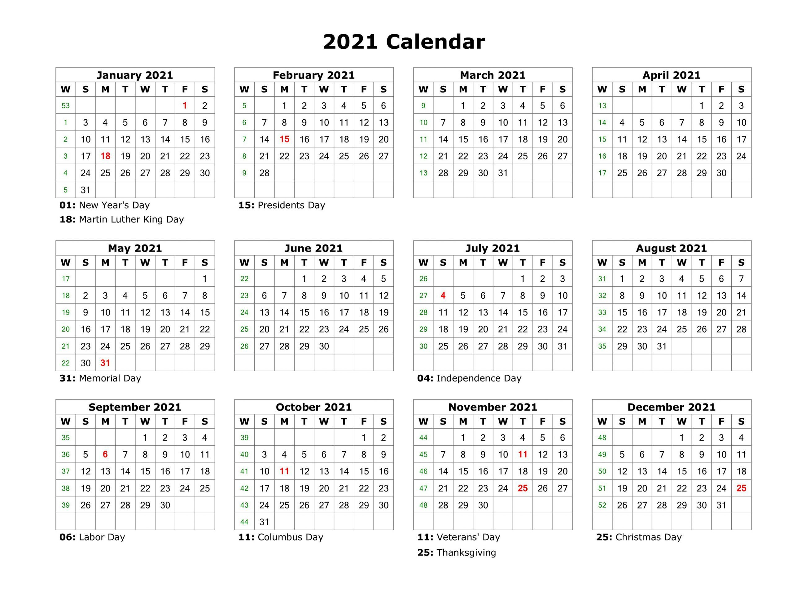 Print Free 2021 Yearly Calendar With Boxes | Calendar