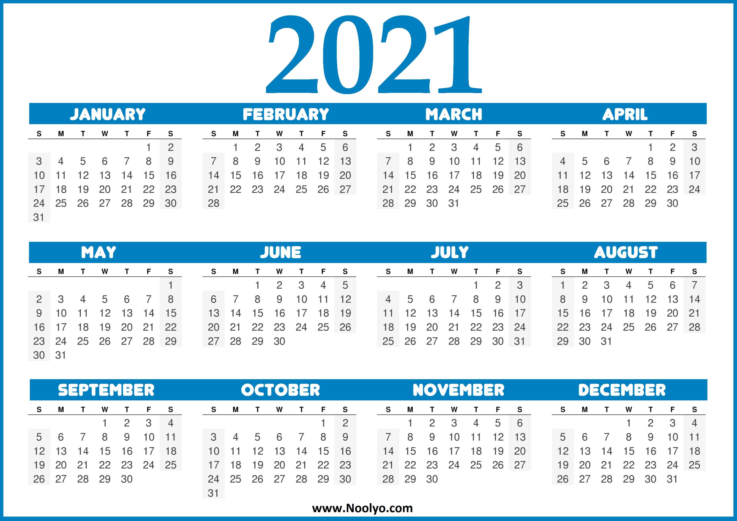 Printable Calendar 2021 United States | Free 2021