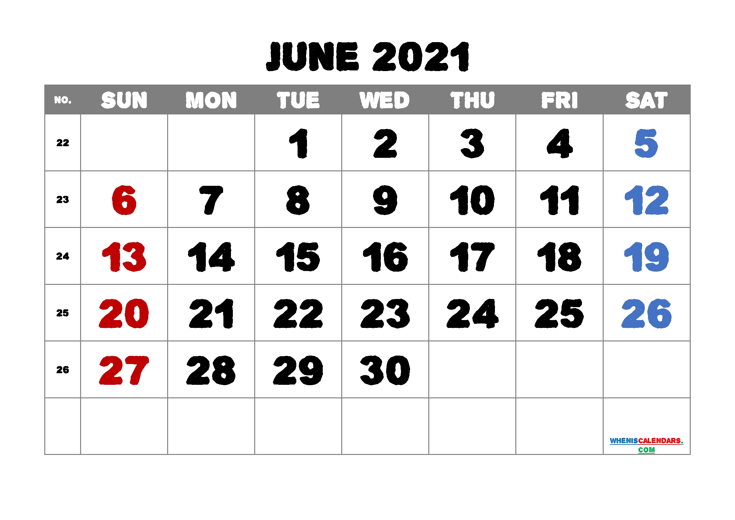 June 2021 Free Printable Calendar | Calendar Printables Free Templates