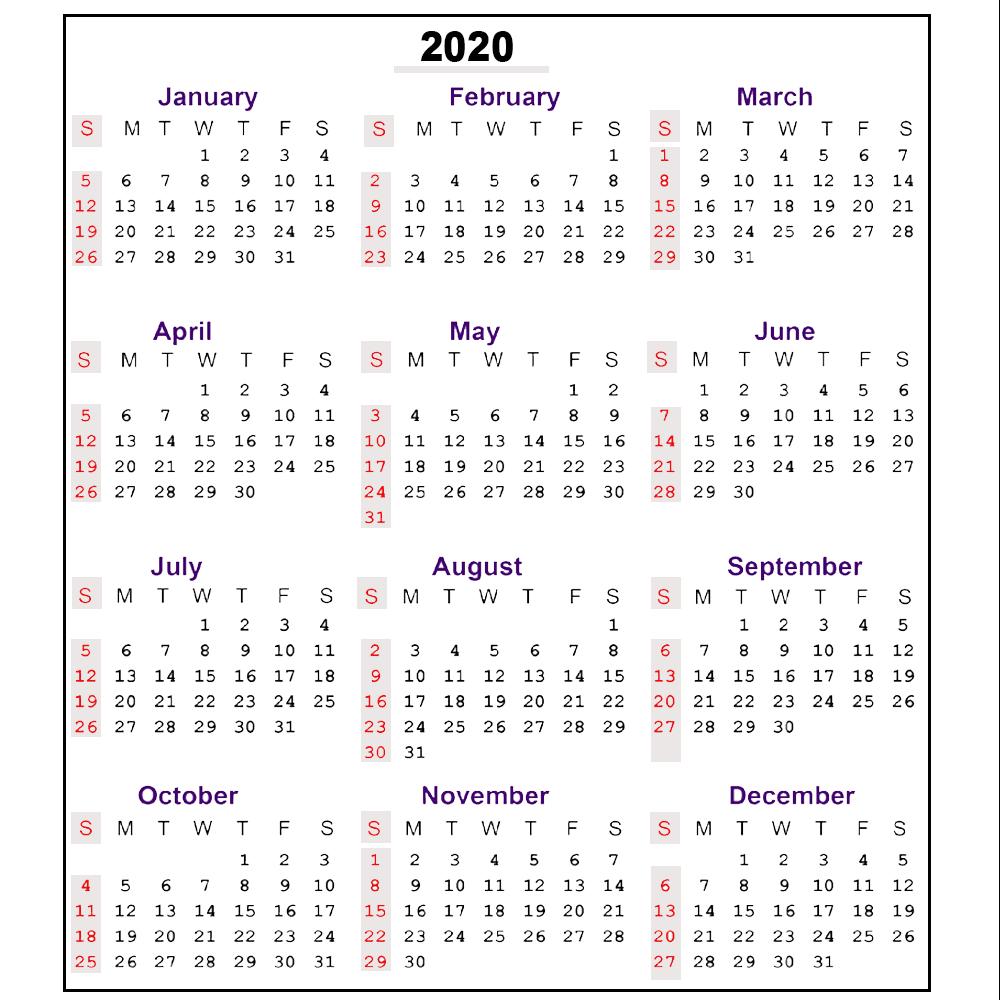 Printable Calender With Week Numbers 2020 | Example