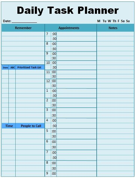 Printable Daily Task Planner Template | Daily Planner