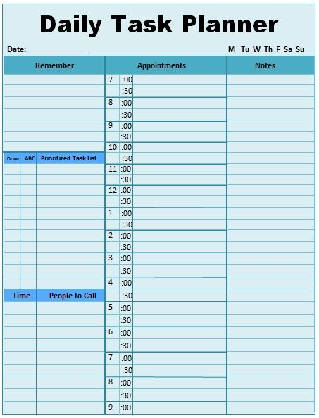 weekly task planner template