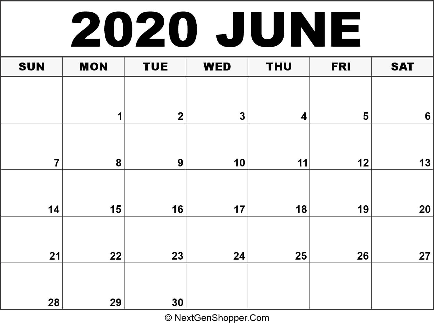 Printable June 2020 Calendar Template - Task Management Guide