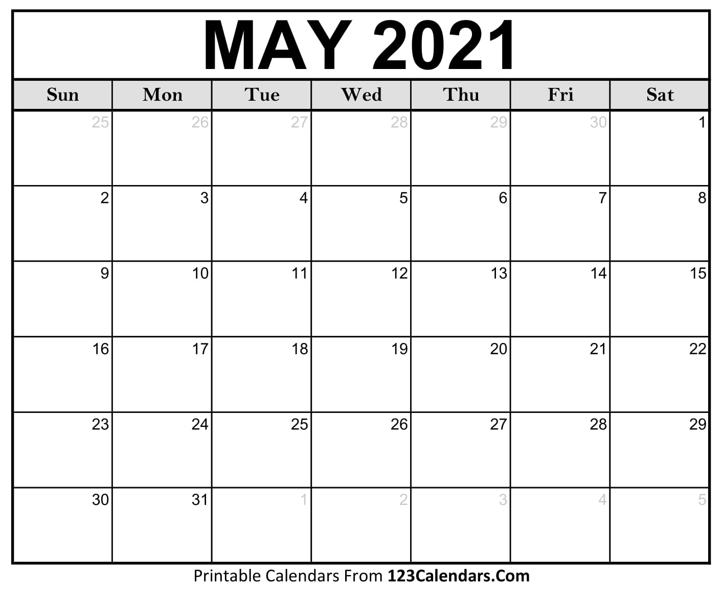 Printable May 2021 Calendar Templates | 123Calendars