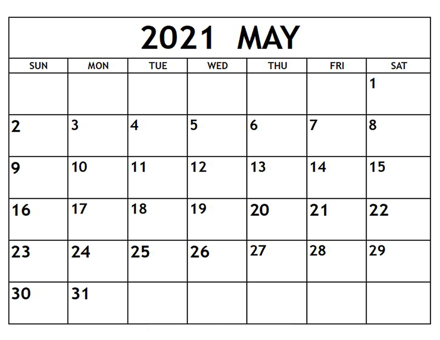 Printable May Calendar 2021 | Betacalender4U