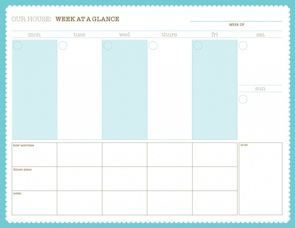 Printable Week At A Glance Calendars - Calendar Template 2021