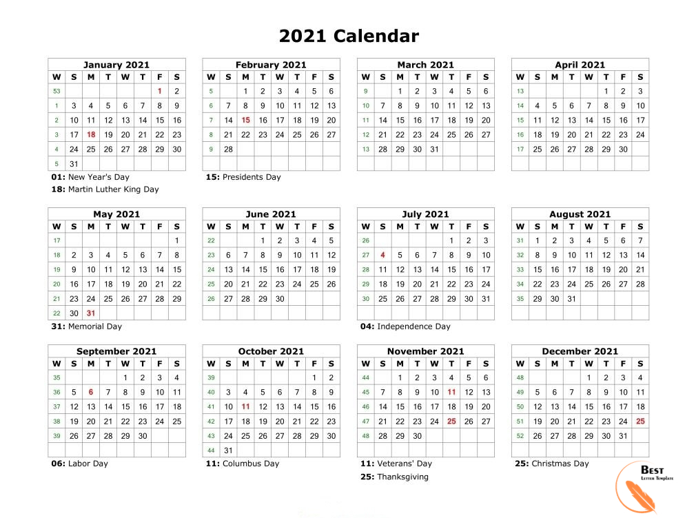 Printable Yearly 2021 Calendar Template In Pdf Word &amp; Excel