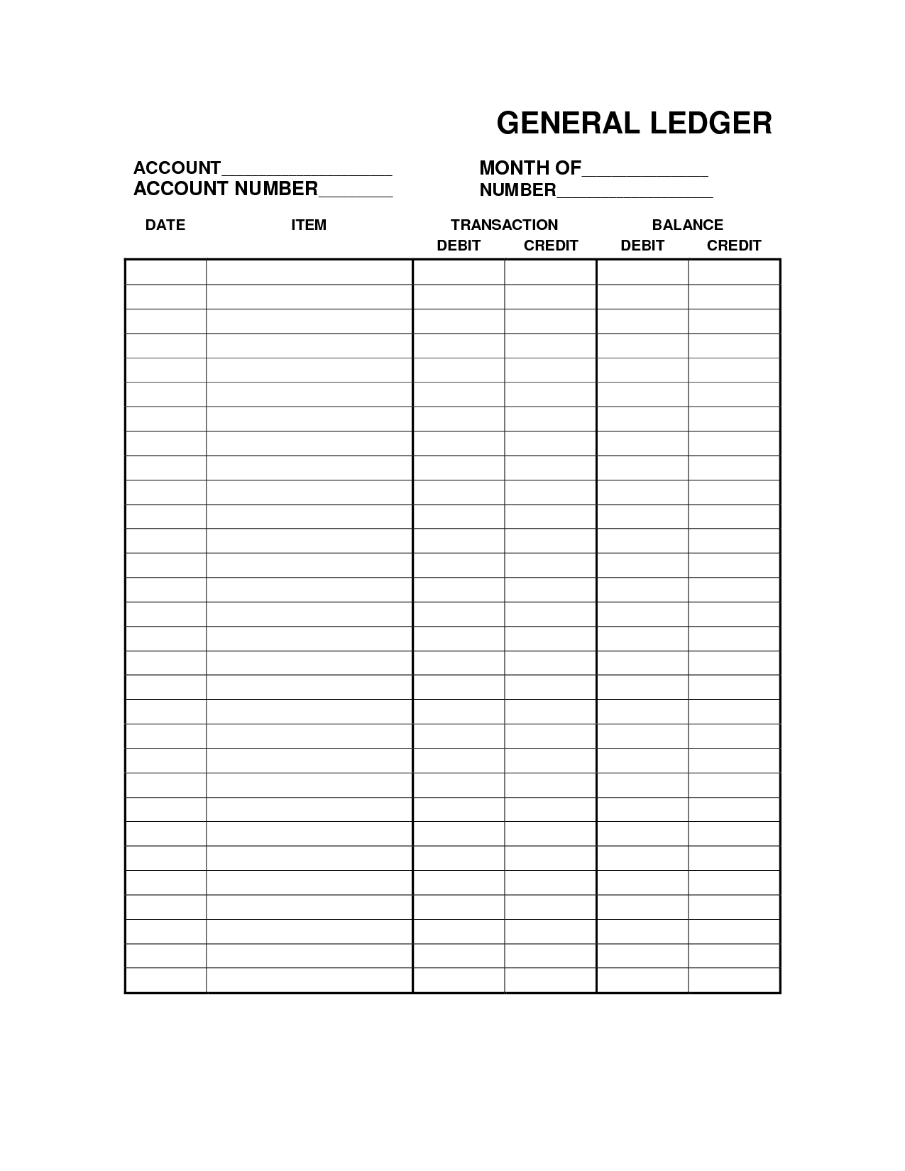 +Printable+General+Ledger+Template In 2020 | Balance Sheet