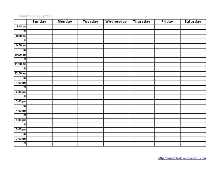 Schedule Templates Free Printable | Weekly Calendar - Free