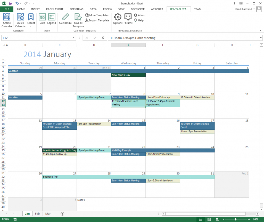 Task Calendar Template - Printable Week Calendar