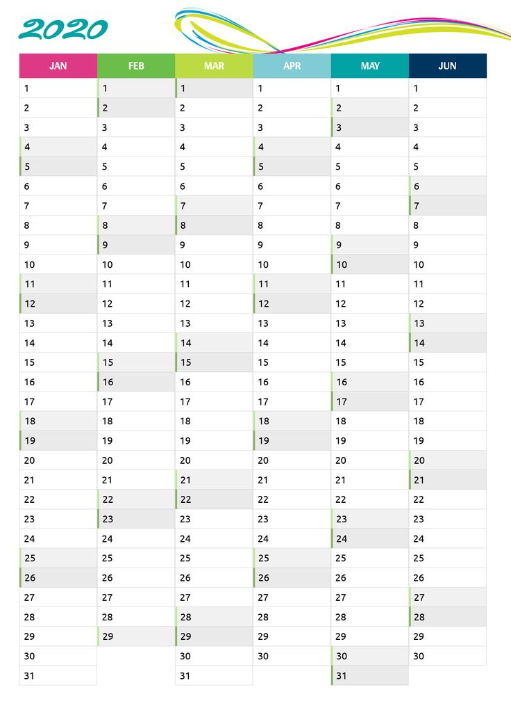 Two Pages Vertical Calendar | Vertical Calendar Yearly