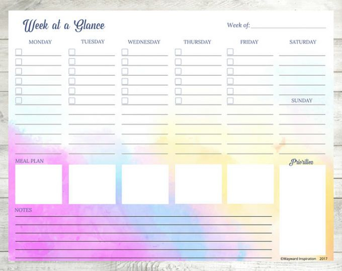 Weekly Planner Pdf | Week At A Glance | Habit Tracker