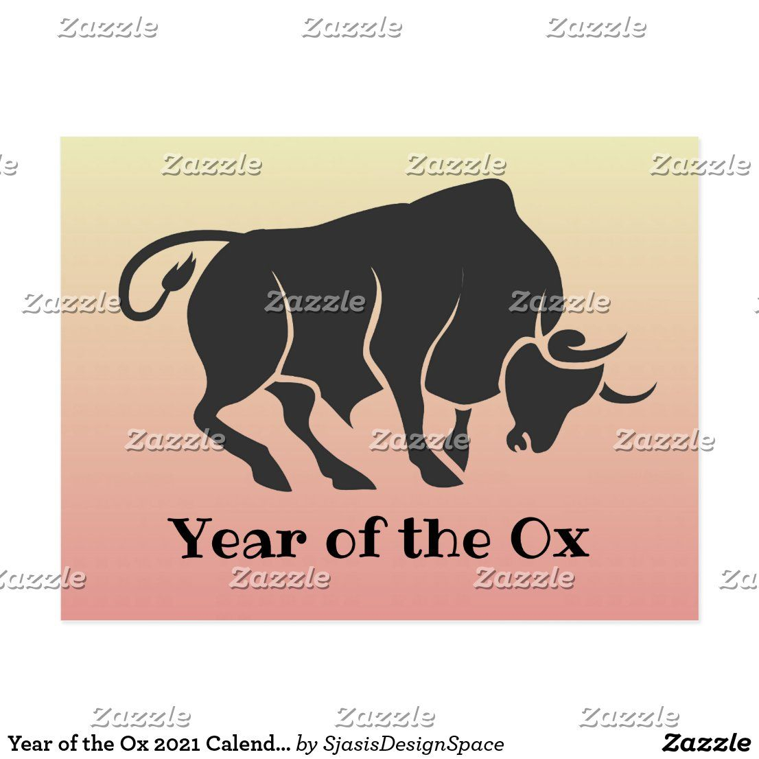 Year Of The Ox 2021 Calendar Postcard | Zazzle | 2021