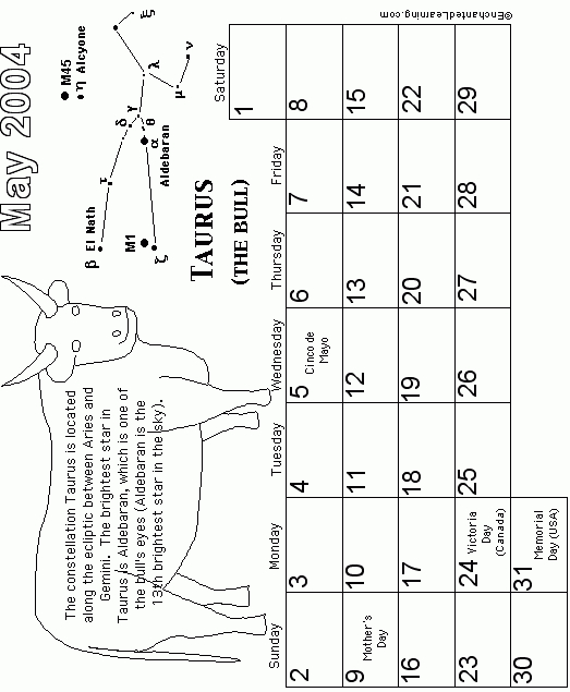 Zodiac May Calendar 2004: Enchantedlearning